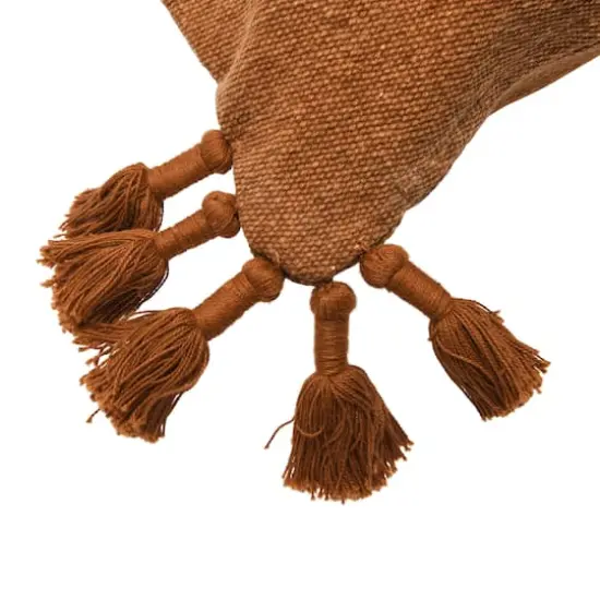 Hello Honey&reg; 20'' x 20" Square Canvas Pillow Cover with Tassels Orange {5}