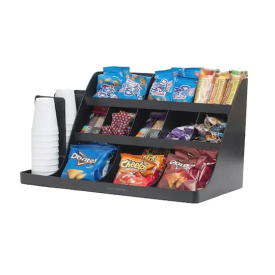 Mind Reader Black 14-Compartment 3-Tier Large Breakroom Coffee Condiment Organizer {1}