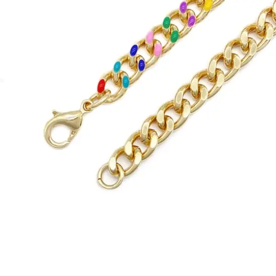 7.5" Rainbow & Gold Enamel Curb Charm Bracelet by Bead Landing™ {5}