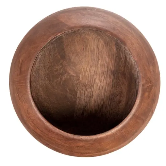 Hello Honey&reg; 9.2" Modern Round Wood Bowl Walnut Finish {5}