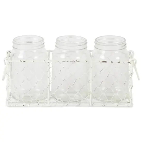 Antique White Flatware Caddy With Clear Jars {4}