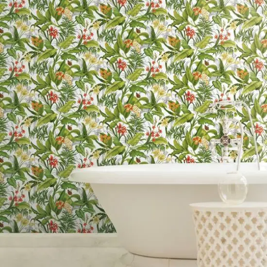 RoomMates Wailea Coast Peel & Stick Wallpaper White/Green {6}