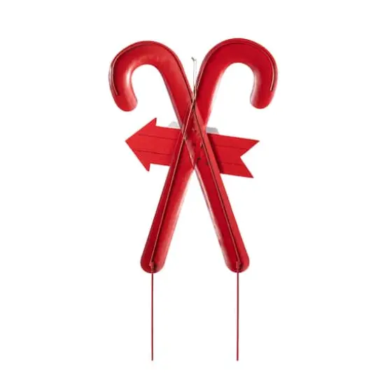 Glitzhome&reg; 30" Metal Christmas Candy Cane Yard Stake {3}