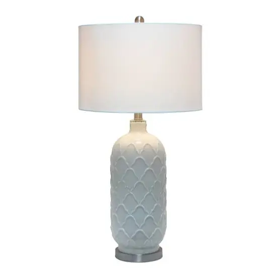 Lalia Home 30" Argyle Classic White Table Lamp with Fabric Shade {3}
