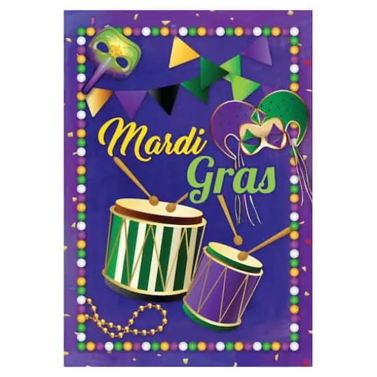 Mardi Gras Drums and Masks Outdoor House Flag 40" x 28" {1}