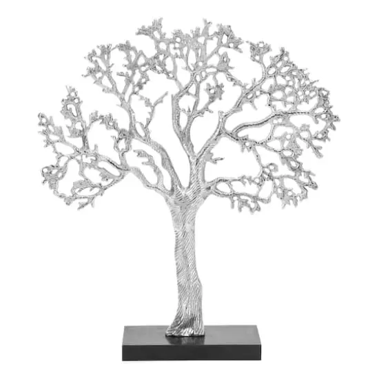 19" Silver Aluminum & Wood Tree-Inspired Contemporary Sculpture {1}
