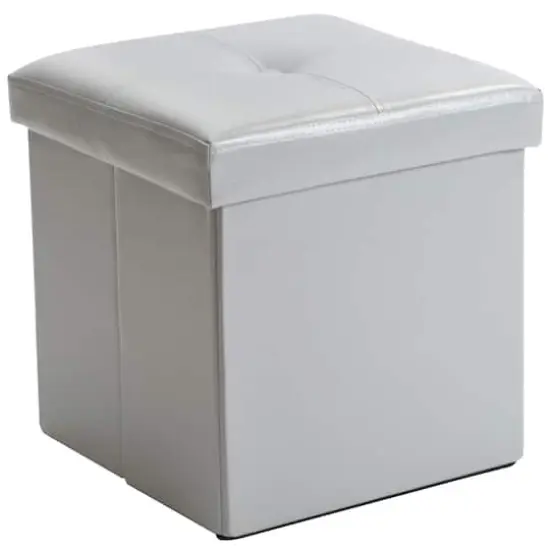 Simplify Faux Leather Folding Storage Ottoman Cube Gray {1}