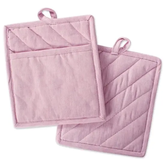 DII&reg; Solid Chambray Potholders, 2ct. Rose {1}