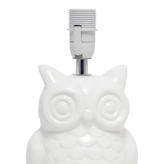 Simple Designs 13" Ceramic Owl Table Lamp Off White {8}
