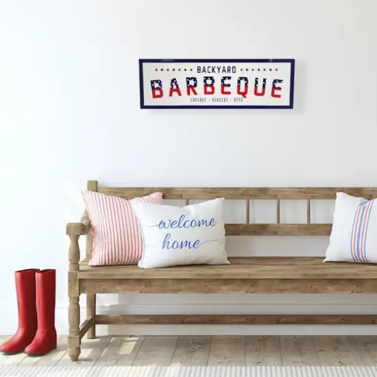 23" Backyard Barbeque Americana Metal Wall Sign {3}