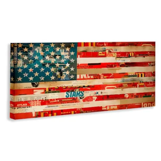 Stupell Industries Patriotic Collaged Flag Canvas Wall Art {4}