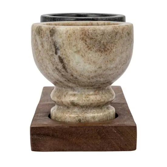 Hello Honey&reg; 7" Mango Wood Tray with Marble Bowls {11}