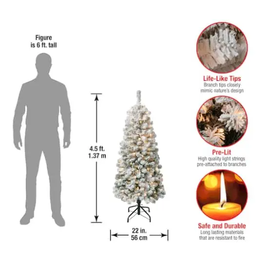 4.5ft. Pre-Lit Acacia Medium Flocked Artificial Christmas Tree, Clear Lights {5}