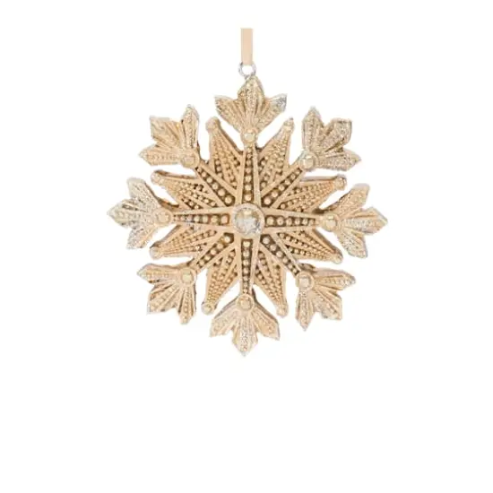 Glittered Gold Pine Tree & Snowflake Ornament Set {4}