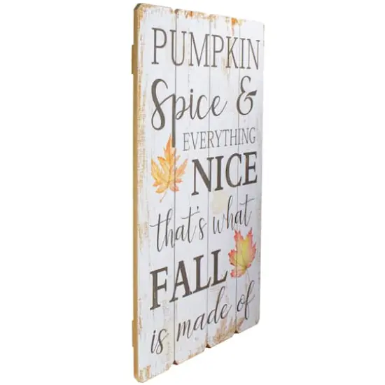 23.5" Whitewashed Pumpkin Spice Everything Nice Fall Wooden Hanging Wall Sign {3}