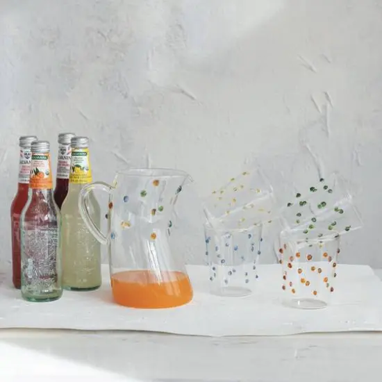 Hello Honey 13oz. Multicolor Dotted Borosilicate Glassware Set, 4ct. {5}