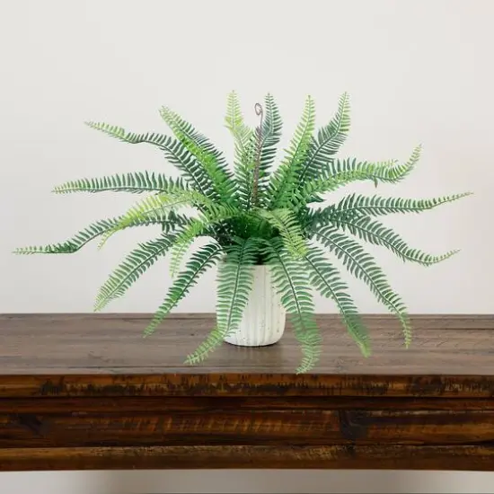 16" Artificial Boston Fern Plant in Decorative Cement Planter {8}