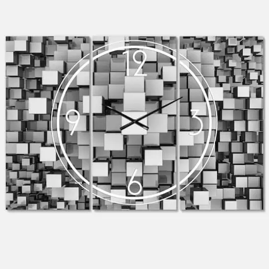 Designart Black And Gray Cubes Multipanel Wall Clock {1}