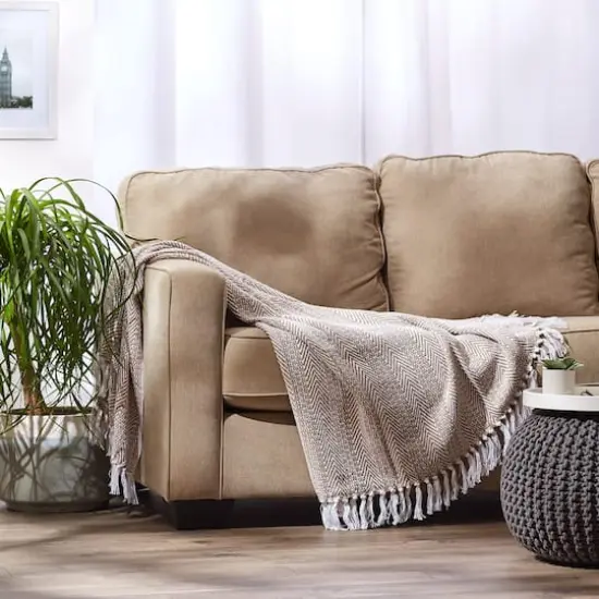 DII&reg; Stone Herringbone Stripe Throw {3}