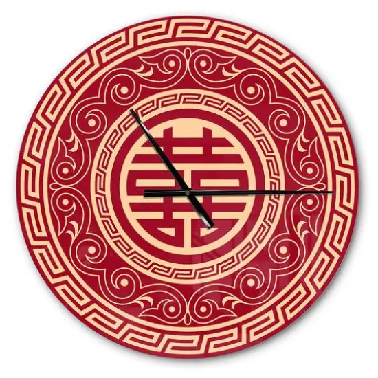 Designart 'Double Happiness Asian Decoration Modern Wall Clock {1}