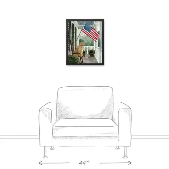 Patriotic Front Porch Golden Black Framed Canvas {5}