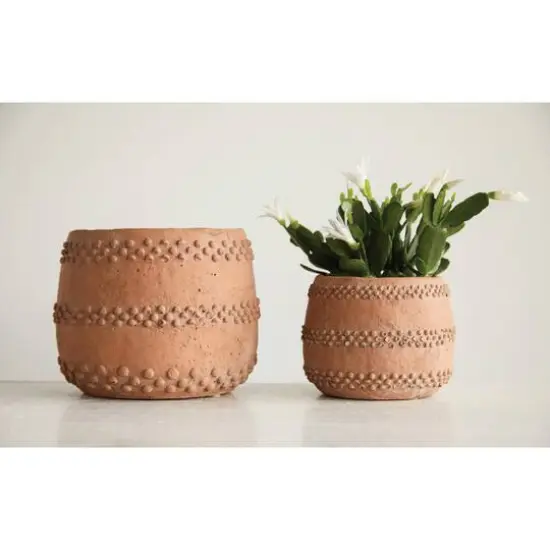 Hello Honey&reg; 6.25" Brown & Orange Cement Planter {3}