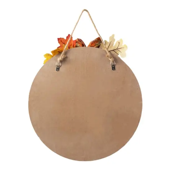 Glitzhome&reg; 15" Fall Wood Round Word Sign Door Hanger {8}