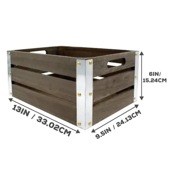 ArtSkills&reg; 13" Rustic Wooden Crate with Metal Edges, 2ct. {4}