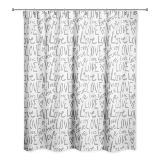 Love Typography 71" x 74" Shower Curtain {1}