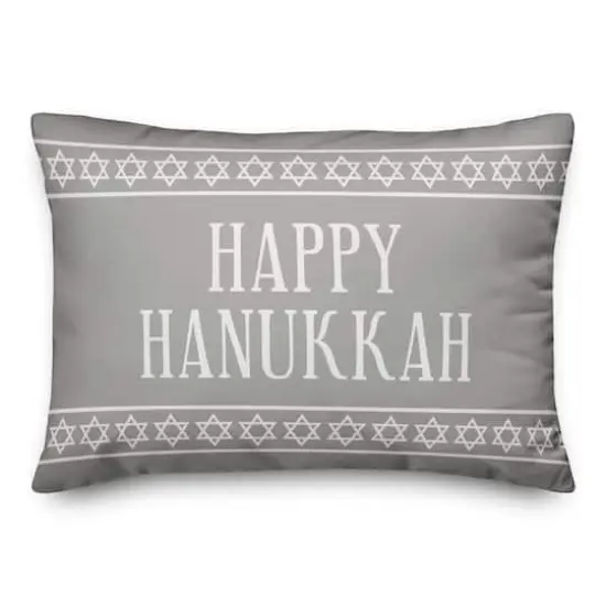 Gray Happy Hanukkah 14x20 Spun Poly Pillow {3}