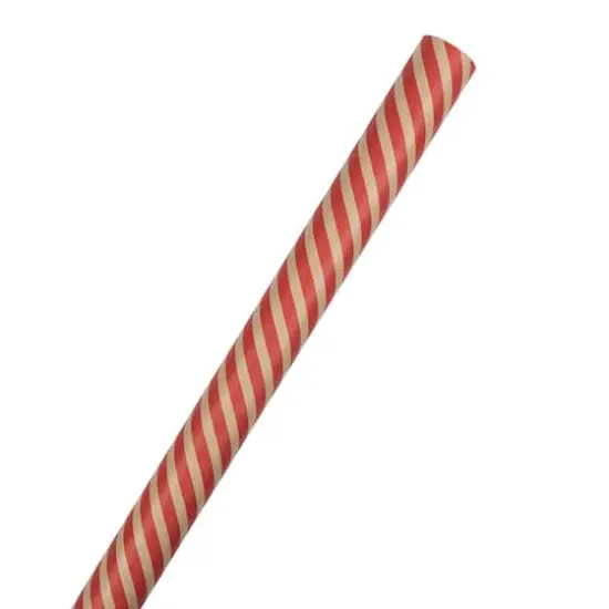 JAM Paper Striped Gift Wrap Brown Kraft and Red {5}