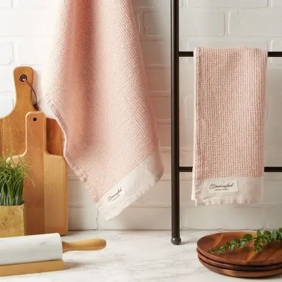 DII&reg; Pink Quartz Washed Waffle Woven Dishtowel, 2ct. {4}