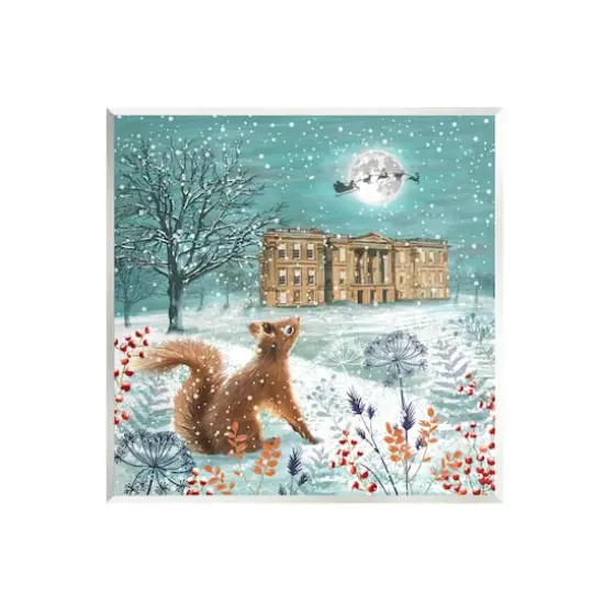 Stupell Industries Squirrel Watching Santa Claus Wall Art Plaque {1}