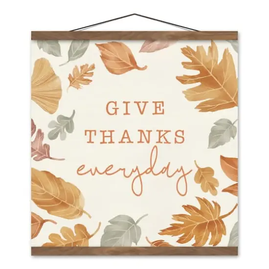 Give Thanks Everyday Teak Hanging Canvas {1}