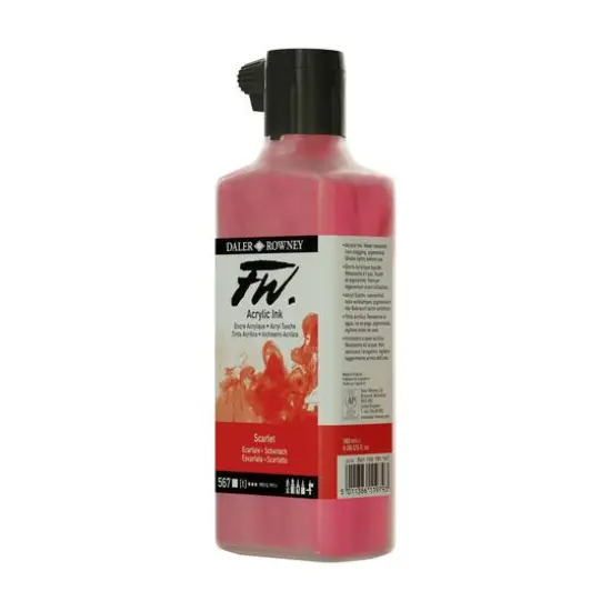 Daler-Rowney&reg; FW Acrylic Artists Ink, 6oz. 567 Scarlet {5}