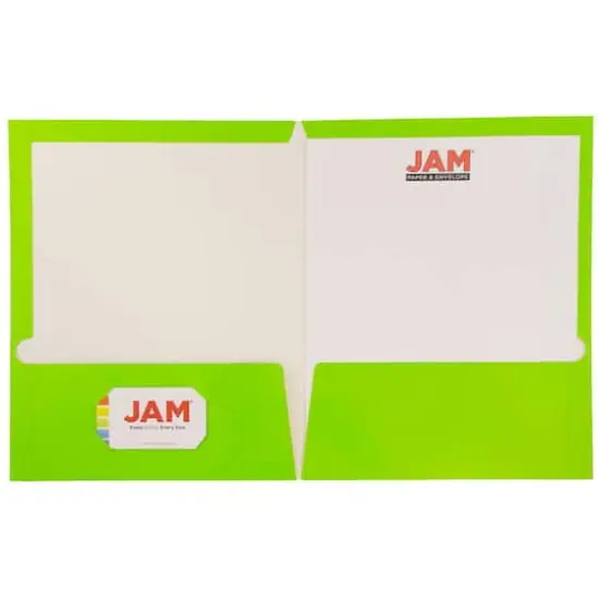 JAM Paper Glossy Laminated Two Pocket Folders, 100ct. Lime Green {5}