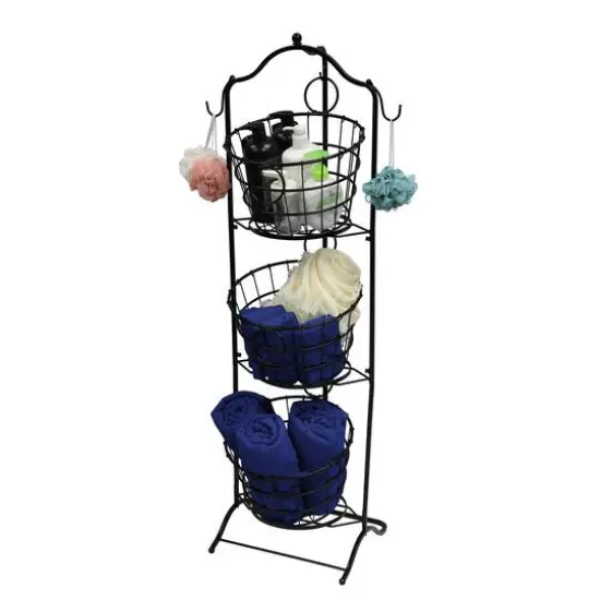 4ft. Wire 3-Tier Basket with Removable Tilted Baskets {8}