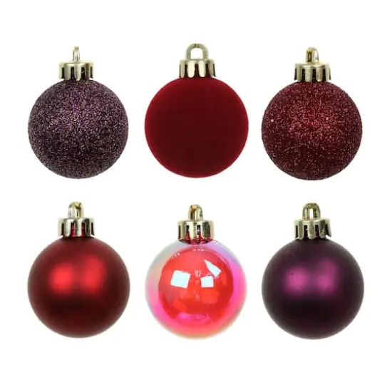 7 Pack 1.5" Burgundy Shades Shatterproof Ball Ornaments by Ashland&reg; {3}