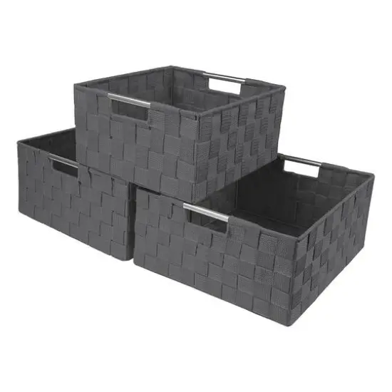 Sorbus 3-Piece Woven Basket Set Gray {4}