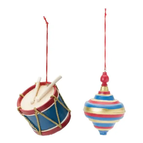 Toy Drum & Top Spinner Ornament Set {3}