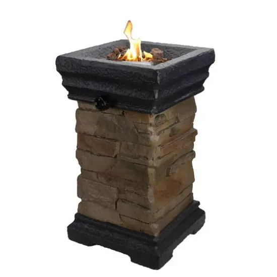 19" Classic Stone Outdoor Table Top Gas Fire Pit {1}