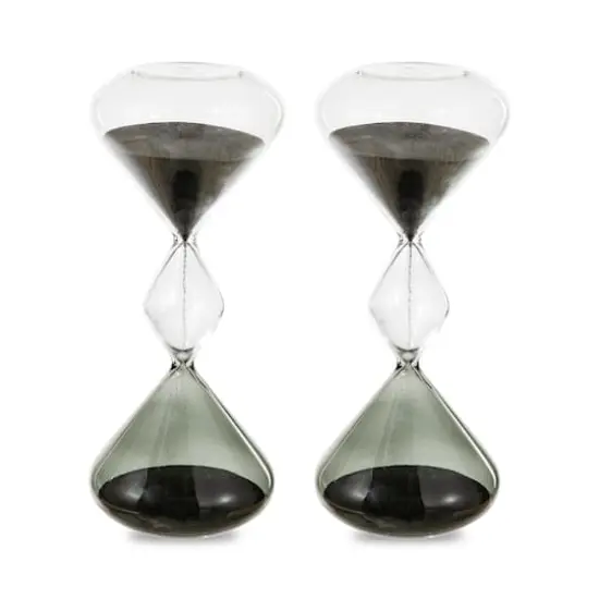 Glitzhome&reg; 7.75" Tri-Layer Two-Tone Color Hourglasses with Black Sand, 2ct. {1}