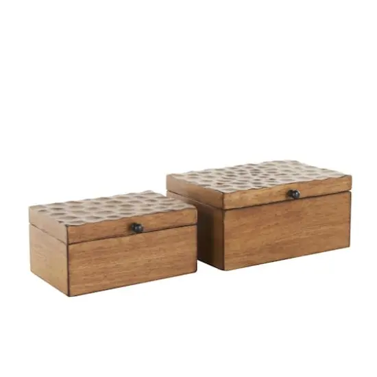 Brown Textured Concave Honeycomb Storage Box Set {5}