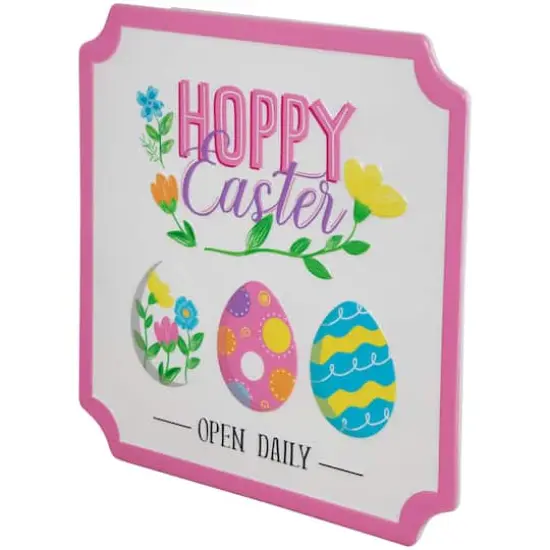 9.75" Hoppy Easter Open Daily Metal Wall Sign {4}