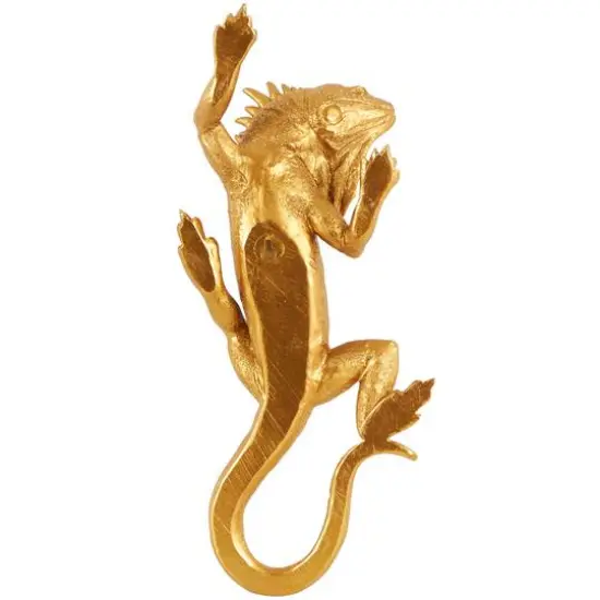15" Gold Lizard Textured Climbing Sculpture {7}