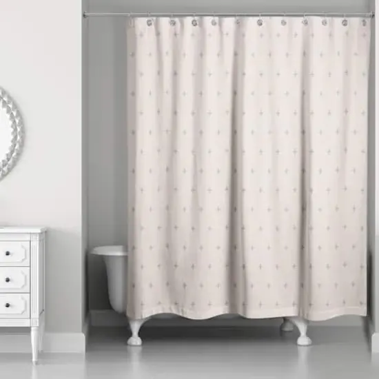 Plus Shower Curtain Blue on Blush {1}
