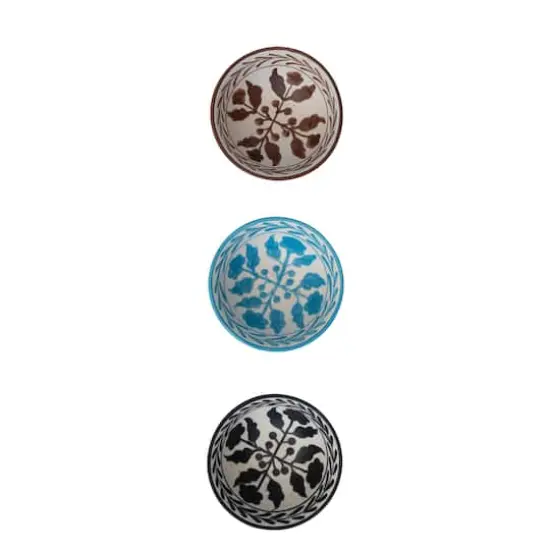 Hello Honey® 4.5" Hand Painted Botanical Stoneware Bowl Set {6}