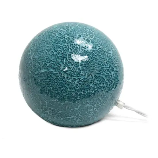 Simple Designs 7.7" Mosaic Stone Ball Table Lamp Teal {8}
