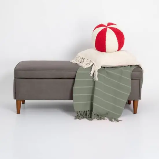 Hello Honey® 10" Red & White Peppermint Candy Sherpa Orb Throw Pillow {4}