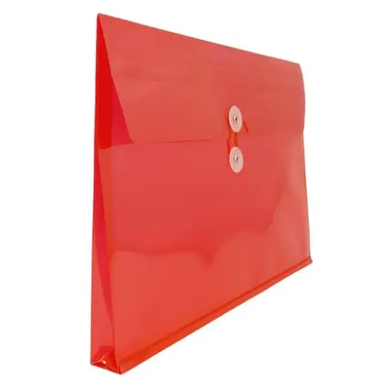 JAM Paper 9.75" x 14.5" Button & String Tie Closure Plastic Envelopes, 12ct. Red {5}